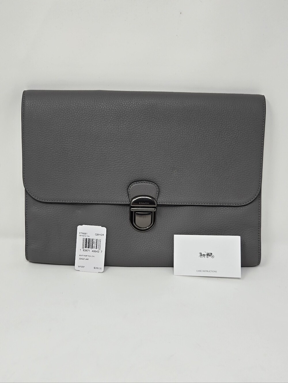 Coach Beckett Portfolio Tablet Pouch F79881 Grey Leather